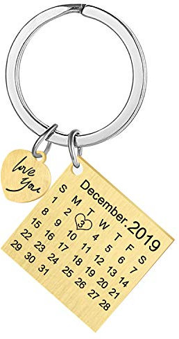 Personnalisé Personnalisé Gravé Calendrier Date Gravé Message En Acier Inoxydable Porte-clés & Porte-clés Souvenir Souvenir Anniversaire Cadeau De Mariage (Cœurs Doré)