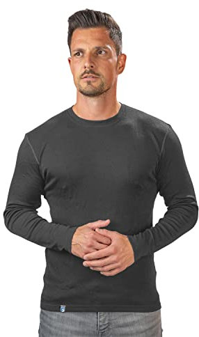 ALPIN LOACKER 100 Merino Langarmshirt Herren 230g/m2 I Feinste Merinowolle Unterwäsche I Langarm Wandershirt I Thermooberteil für Outdoor und Sport, Grau M