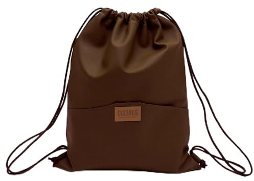 millybo SACCO ECO ÖKO- LEDER Beutel Turnbeutel Sportbeutel Beuteltasche Rucksack (3.6 Brown Eco Leather)