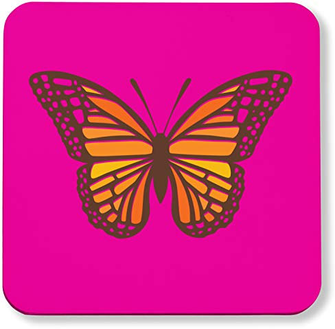 Hippowarehouse Butterfly printed coaster gloss finish durable backing 9cm x 9cm 2 pack