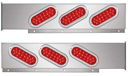 GG Grand General 84486 Schmutzfänger-Aufhänger mit schrägem Stil, oval, rot/roter Flotte, LED-Licht und Cr. Felge ohne Visier, 1 Paar