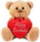 BRUBAKER Teddy Plüschbär mit Herz Rot - Happy Birthday - 35 cm - Teddybär Plüschteddy Kuscheltier Schmusetier - Braun Hellbraun