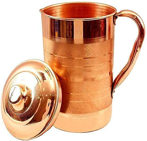 Carafe en cuivre pur pour la guérison ayurvédique sans doublure intérieure - 1,5 L (modèle 7)