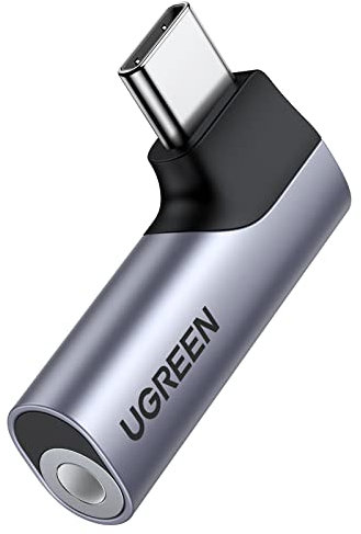 UGREEN Adaptador USB Tipo C a Jack 3.5mm DAC Chip Auriculares Micrófono 90 Grados Compatible con iPhone 16 Plus Pro MAX Galaxy S25 Ultra iPad 2024 Pixel 9 XL (Gray)