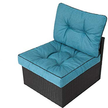 PillowPrim Gartenkissen auf gartenmöbel Rattan Gartenpolster Polsterauflagen Deko Kissen Auflage Polster Ersatzpolster für PE Rattansessel 70x70x42 Blau