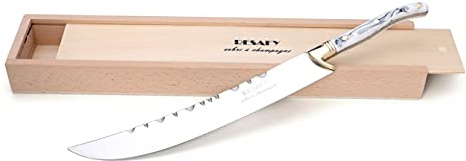Resafy - Cuchillo de champán con caja de madera, espada de champán, color blanco