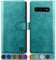 SUANPOT for Samsung Galaxy S10 case with [Credit Card Holder][RFID Blocking],PU Leather Flip Book Protective Cover Women Men for Samsung S10 Phone case Blue Green