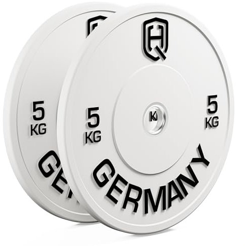 HQ Germany® Hantelscheiben 50mm [Set/Paar 5-25kg] - Premium Vollgummi Bumper Plates 5kg - Hantelscheiben Set 50mm, Gewichtsscheiben, Gewichte, Weight Plates nach IWF Standard