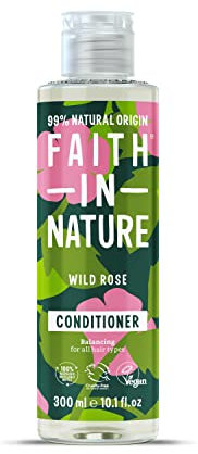 Faith In Nature 300ml Natural Wild Rose Conditioner, Restoring, Vegan & Cruelty Free, No SLS or Parabens, For Normal to Dry Hair