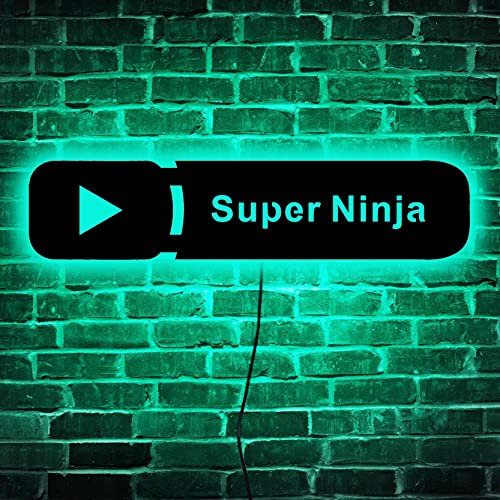 Personalice La Decoración De Arte De Pared Con Letrero LED De Youtube - Arte De Pared Que Brilla En La Oscuridad - Regalo De Luz Con Letrero De Neón Para Jugador Personalizado