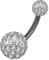 Generisch TITAN G23 Bauchnabelpiercing EPOXY-Kugel FERIDO EPOXYD-HARZ MULTI-KRISTALL Banane Bananabell Piercing Bauch Chirurgen-Stahl 316L Edelstahl (1.6 x 8mm, Stahl Silber, Ball Weiß Klar)