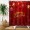 SDOTPMT 180x180cm Buon Natale Tenda da Doccia Nevoso Rosso e Bianco Strisce Celebrazione Sfera Bagno Festivo Sfondo Inverno per Vasca Poliestere con Ganci
