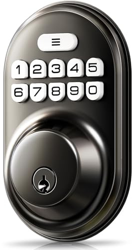 Veise Serratura per porta d'ingresso senza chiave, chiavistello elettronico con tastiera, ingresso con chiave, blocco automatico, password anti-sbirciamento, design retroilluminato e facile da