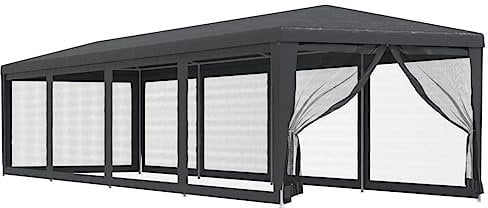 vidaXL Carpa para Fiestas con 10 Paredes de Malla, Cenador para Fiestas Bodas, Toldo Resistente al Agua, Carpa de Jardín Terraza, HDPE Gris Antracita