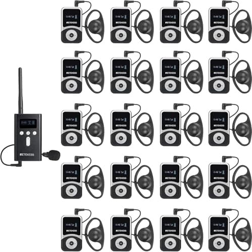 Retekess T130S (T130 2rd) Tour Guide System, Whisper Guide System(1-20) | für Tourismus, Fabrik, Konferenz, 100m, EIN-klick-Bedienung, Stummschaltung mit Einer Taste
