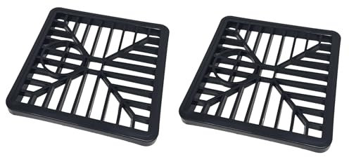 fiXte® Square Gulley Grid Drain Cover Grate Lid Heavy Duty PVC 150mm x 150mm (6” x 6”) Black (2)