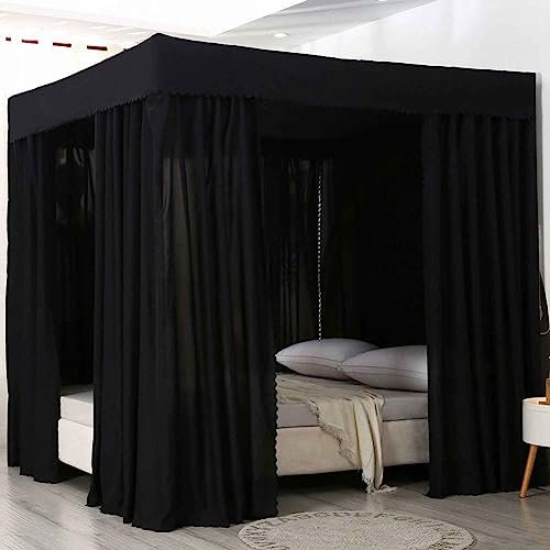 UNICOKA Princess Black 4-Eckpfosten-Bettvorhang, Baldachin, nahezu 100% Verdunkelung, Schlafzimmerdekoration für Erwachsene, Männer, Mädchen, Betthimmel, Kinder, verbessern die Schlafqualität (Soil