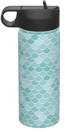 Blue Waves Squama Meerjungfrau Skala Druck 530 ml Sport Isolierte Wasserkocher Doppelwand Vakuum Isoliert Metall Kantine Geschenk Für Mama Männer