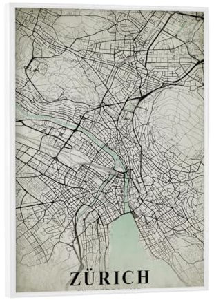 artboxONE Poster mit weißem Rahmen 18x13 cm Städte/Zürich Vintage Zürich CityMap - Bild Stadt zürich