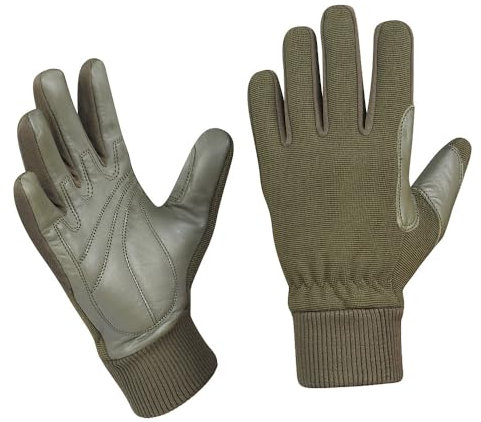 M-Tac Taktische Schießhandschuhe Assault Mk.8 – Robuste Lederhandschuhe für Militär, Polizei & Airsoft, Verstellbarer Klettverschluss, Olive, M