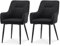 TUKAILAI Esszimmerstühle 2er Set aus Leinen, Armlehnstuhl,Küchenstuhl,Polsterstuhl mit Gepolstertes Sitz,Rückenlehne,Metallbeinen,Moderner Sessel für Wohnzimmer,Schlafzimmer,Schwarz