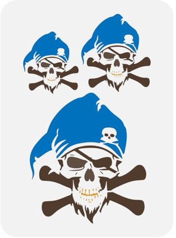 FINGERINSPIRE Piratenschädel Schablonen 21x29.7 cm Verschiedene Größen Totenkopf Muster Schablonen Totenkopf Schablonen Mit Gekreuzten Knochen Skelett Themen Schablone Zum Malen Auf Wand Holz