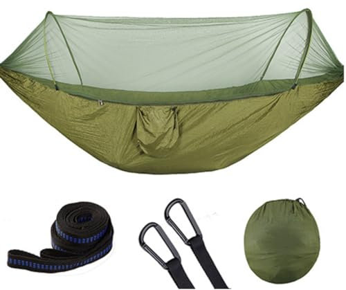 Hamacas de camping, hamacas portátiles ligeras con mosquiteras, hamacas de viaje de paracaídas emergentes, mochila al aire libre, senderismo, accesorios de camping para patios traseros y parques,