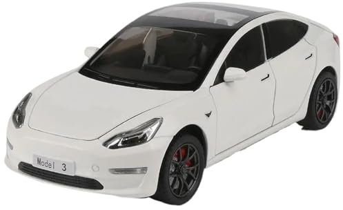 PIPJLCGE Druckgussfahrzeuge Motorfahrzeuge 1:24 for Tesla Model 3 Druckguss-Legierung Automodell Simulation Reibungskraft Modellauto-Sammlung Fertiges Modellauto(Size:White)