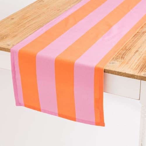 Tischläufer Streifen orange pink 40x160cm Reine Baumwolle SCHÖNER LEBEN.