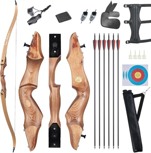 TOPARCHERY Recurve Bow and Arrow Set for Adult & Beginner, 60 Takedown Recurve Hunting Bow for Outdoor Training Practice Right Handed 30-50LB (50LB)