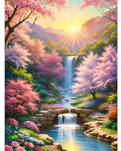 Gemartmall Strom Malen Nach Zahlen Erwachsene-Baum Malen Nach Zahlen für Erwachsene,Landschaft Acrylfarbe Malen Nach Zahlen Erwachsene Set zur Geschenk und Heimdekoration (30x40cm)