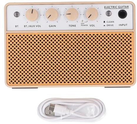 10W Bass Guitar Amplifier Portable Rechargeable Mini Amp with Clean and Drive Channels, Indoor and Outdoor Practice