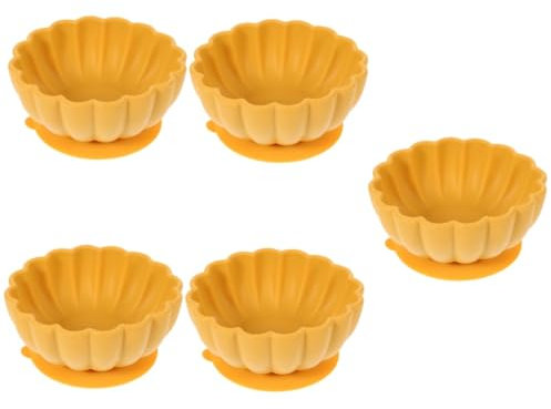 VICASKY 5 Pièces Bol De Fleurs De Citrouille Bols à Ventouse Pour Bébé Bols D'aspiration De Sevrage Bol D'aspiration Bols Et Assiettes à Succion Pour Bébé Bol De Nourriture Gel De Silice