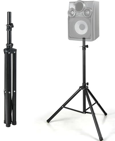 TANGZON Studio Speaker Stands, 5 Position Height Adjustable Monitor Stands with Solid Metal Structure, 35 mm Compatible Insert, Heavy Duty Metal Tripod Floor Speaker Stand