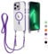 FERLAN Crossbody Lanyard Case for iPhone 14 Pro with Strap, Necklace Mobile Phone Case with Mag-Safe Transparent TPU Acrylic Case Cover with Cord Adjustable Lanyard Protective Case -purple