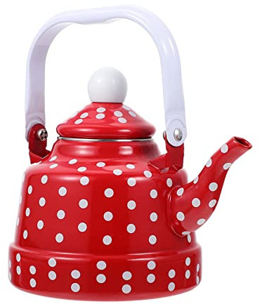 GREENADSCAPE Bollitore Smaltato Arredamento D'ufficio Vintage Fornelli Da Campeggio Arredamento Retrò Teiere in Porcellana Teiera Domestica Pentola Per L'acqua a Gas Da Cucina Rosso Smalto