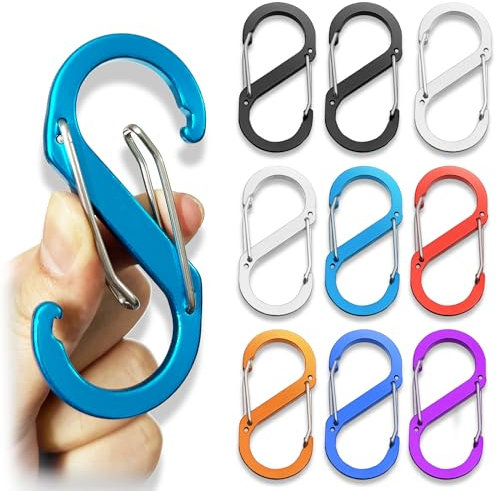 10 Stück Karabiner, S Form Karabine, S Karabiner Karabinerhaken, S Kleine Karabinerhaken, Camping Karabinerhaken, Für Zuhause,Rucksäcke,Outdoor Wandern,Camping,Angeln,Reisen,Schlüssel(Mehrere Farben)