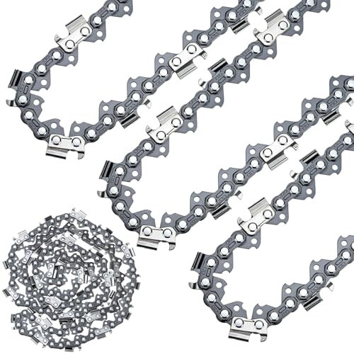 QWORK 20 Inch Chainsaw Chains, 3 Pack .325 LP Pitch, 0.050'' Gauge, 78 Drive Links, Heat-treated Semi-chisel Chain