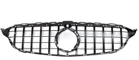 Auto Frontgrill Für Benz C-Klasse W205 C300 C250 C43 Für AMG 2019 Body Kit Für GTR GT W205 Grill Auto Frontgrill Mit Kamera Kühlergrill Vorne(Schwarz)