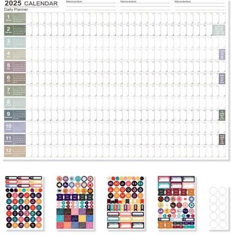 Wandkalender 2025 Groß, 74.2 * 52,5 Cm Jahreskalender 2025 Wandkalender Familienplaner 20 25, Familienkalender 20-25 Posterkalender 202-5 Für Büro, Zuhause, Familie Und Schule (A)
