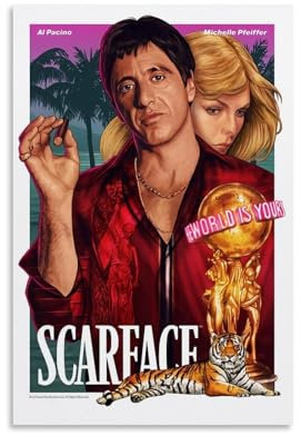 TEWRGEU Scarface Poster, Wandkunst, Leinwand, ästhetisches Cover, Poster, Vintage-Gemälde für Zimmer, 30 x 45 cm, ungerahmter Stil