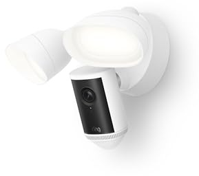 Ring Floodlight Cam Pro, Wired (newest model), Home or business security, Retinal 4K with wide-angle video, 10x Enhanced Zoom, and 2000 Lumen Floodlights, White