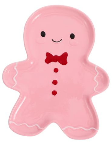 TOPPERFUN piatto di omino di pan di piatti da portata natalizi piatto di natale Decorazione del tavolo di Natale decorazioni piatti per la cena Vassoio di Natale ceramica rosa