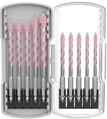 CSOOM Fliesenbohrer Glasbohrer Set - Rosa - 10 Stück Fliesenbohrer Set für Porzellan, Keramik, Fliesen, Beton, Ziegelwand, Glas