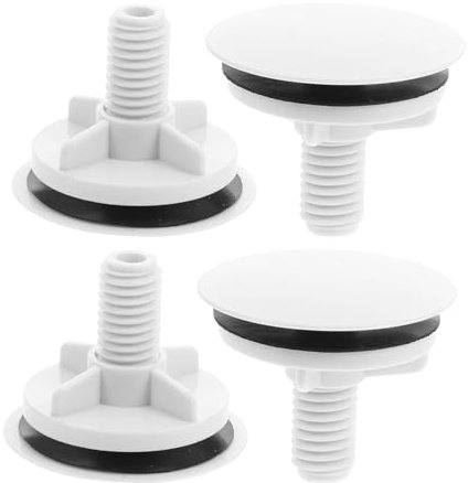 Housoutil Lot de 4 cache-trous d'évier durables pour cuisine et salle de bain - Installation facile - Dissimule les regards inesthétiques - Blanc