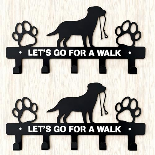2Pcs Dog Key Holder for Wall, Dog Lead Hooks Wall Mounted with 5 Key Hooks, Premium Metal Key Hooks Wall Mounted, Key Racks for Wall & Versatile Key Rack for Hanging Keys, Wallets, Leash, Jackets