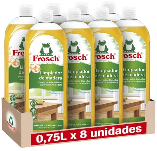 Frosch Limpiador de Madera Pack 8x750ml Spray - Limpieza y Mantenimiento Suelos y Superficies Madera - Fórmula Pino y Naranja - Elimina Manchas Difíciles