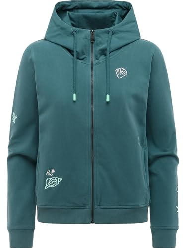 Ragwear Damen Kurze Sweatjacke Zipper mit Verstellbarer Kapuze und modischen Stickereien Parya Embro XS-XXL
