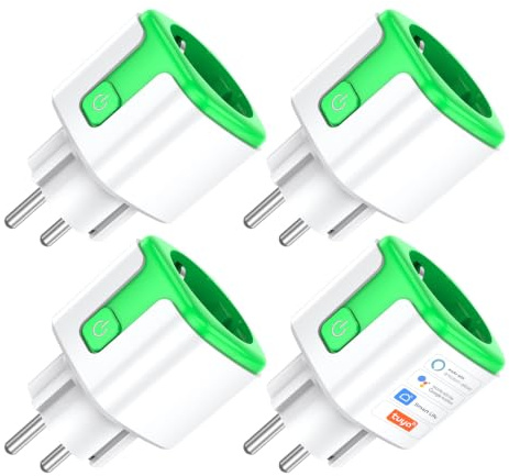 QUEENWEN Enchufe Inteligente WiFi 16A/3840W con Monitor de Energía | Enchufe wifi - Control Remoto, Temporizador, Voz Smart Plug con Tuya/Smart Life APP, Alexa, Google Home 2,4 GHz