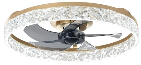 Depuley 20-Inch Ceiling Fans with Lights: LED Ceiling Fan with Remote & APP Control - Low Profile Ceiling Fan with 6 Speeds & 3 Color Temperature - Dimmable Flush Mount Fan Light for Bedroom - Gold
